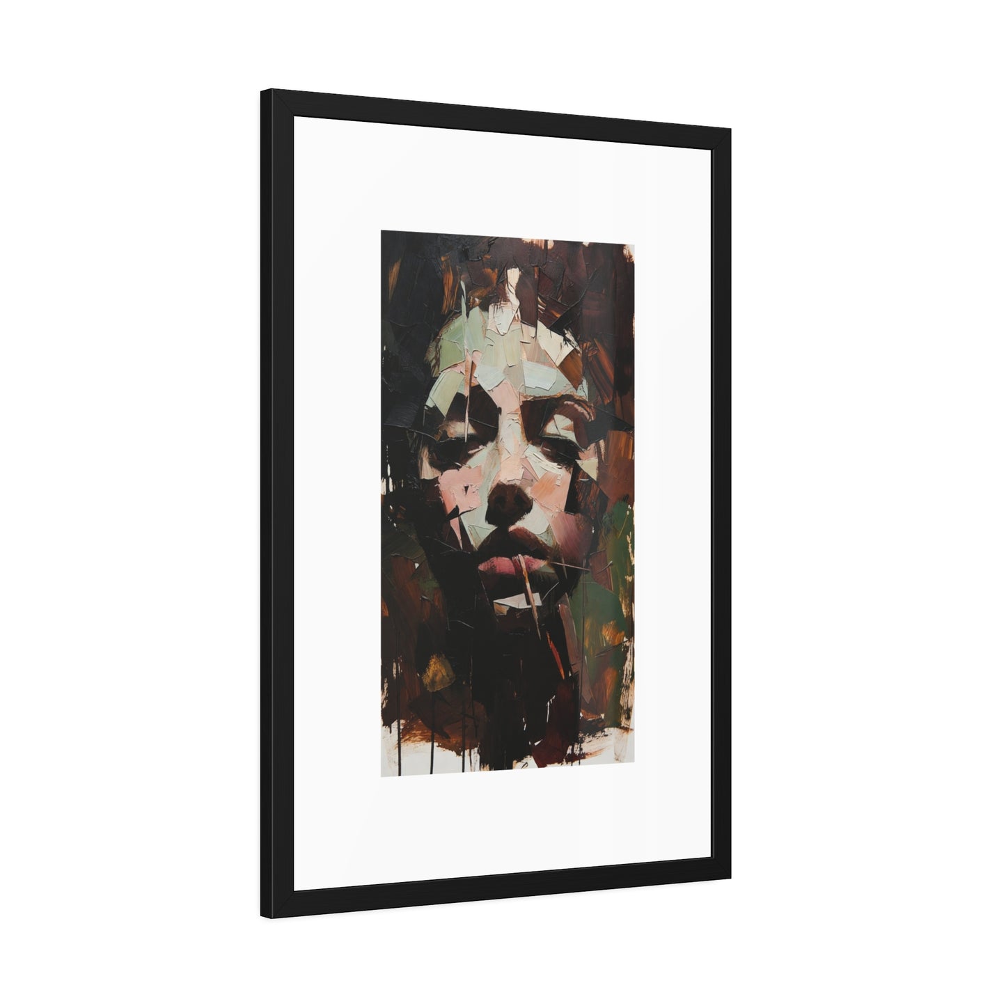 Abstract Portrait Framed Art Print — Moody Contemporary Face Poster for Home & Office