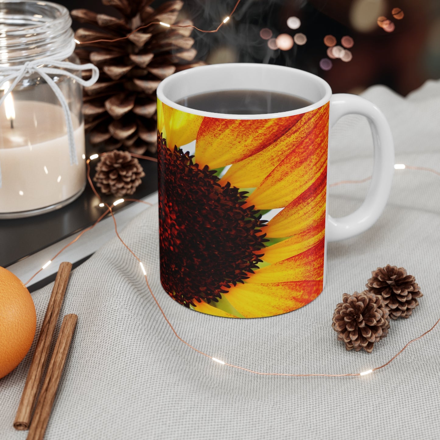 Sunflower Photo Mug — Bright Yellow Floral Coffee Cup