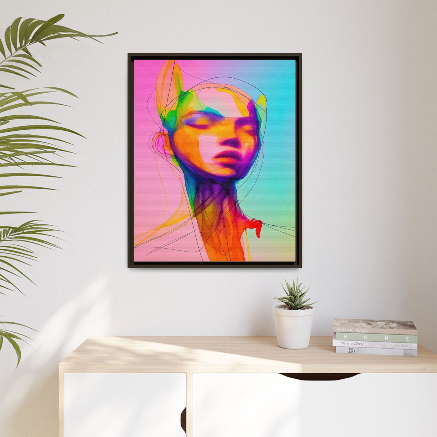 Framed Matte Canvas Art — Vibrant Abstract Portrait Wall Print