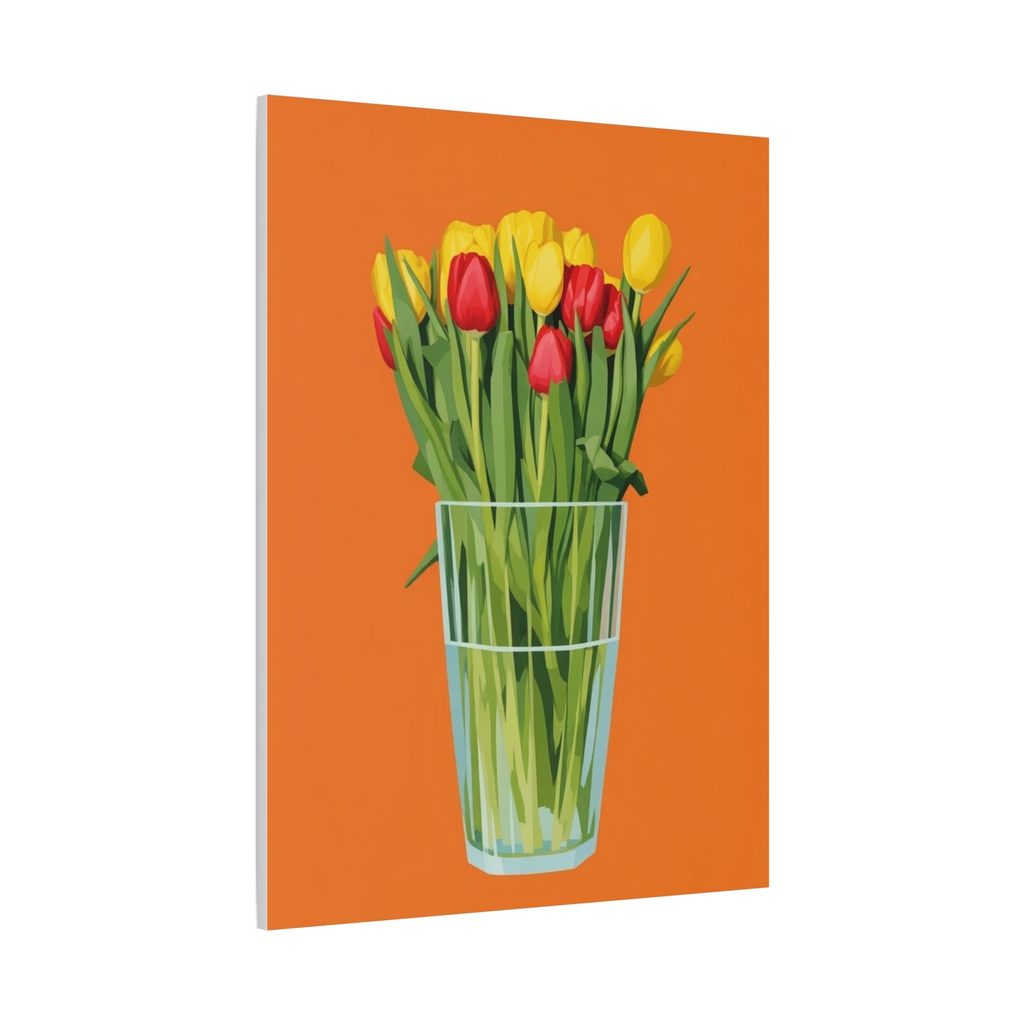 Tulip Bouquet Canvas Wall Art – Glass Vase on Orange