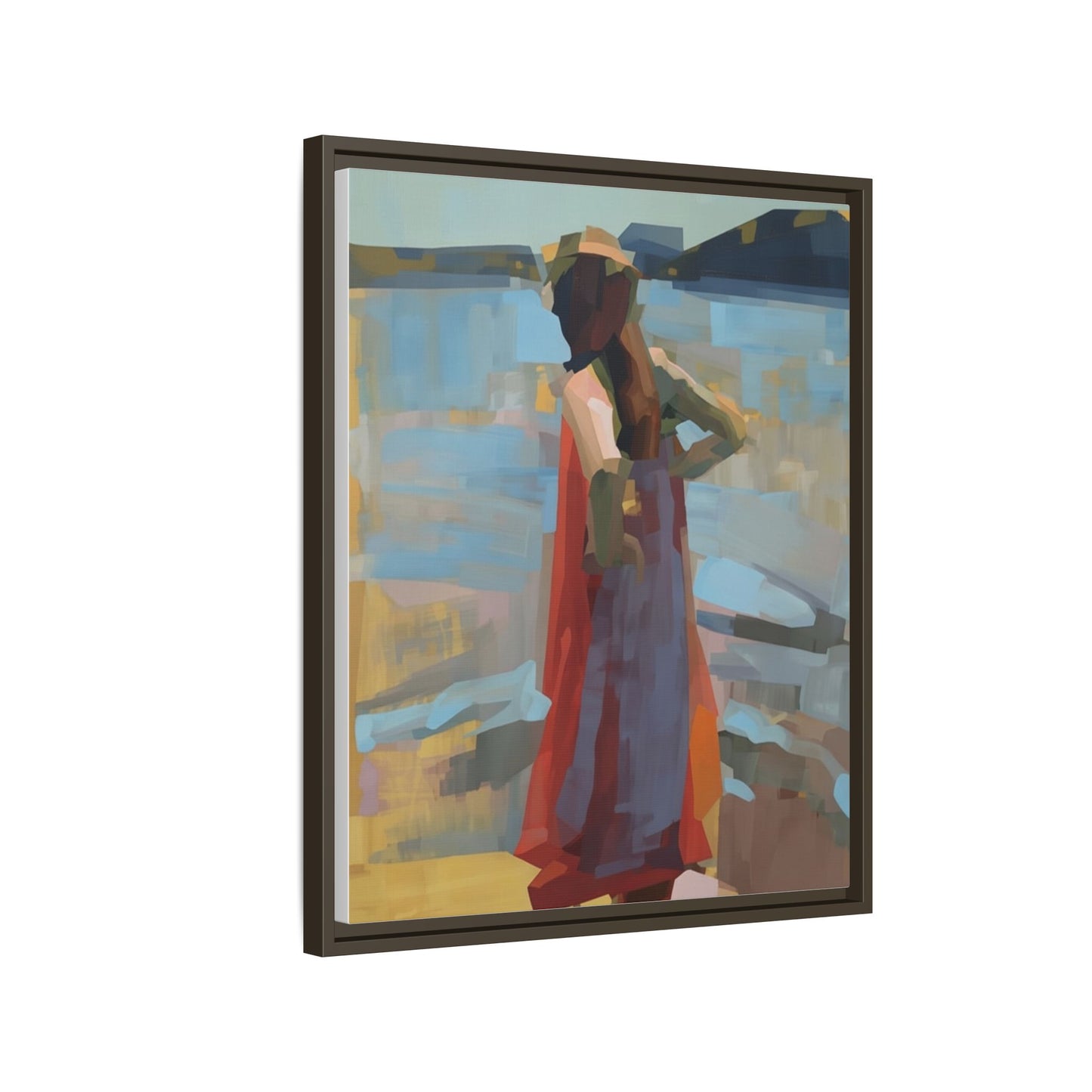 Framed Matte Canvas Print — Coastal Woman Abstract Art