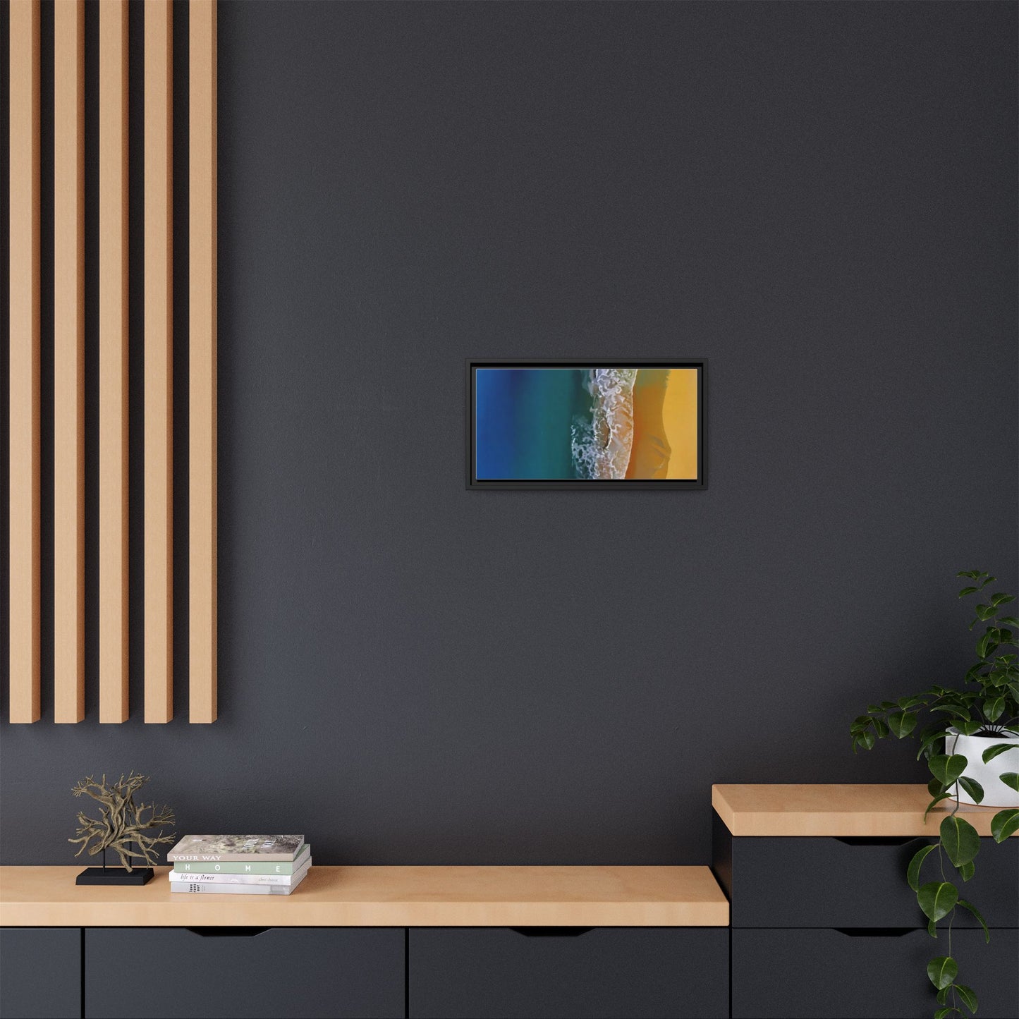 Framed Matte Canvas Seascape Print – Coastal Waves Wall Art