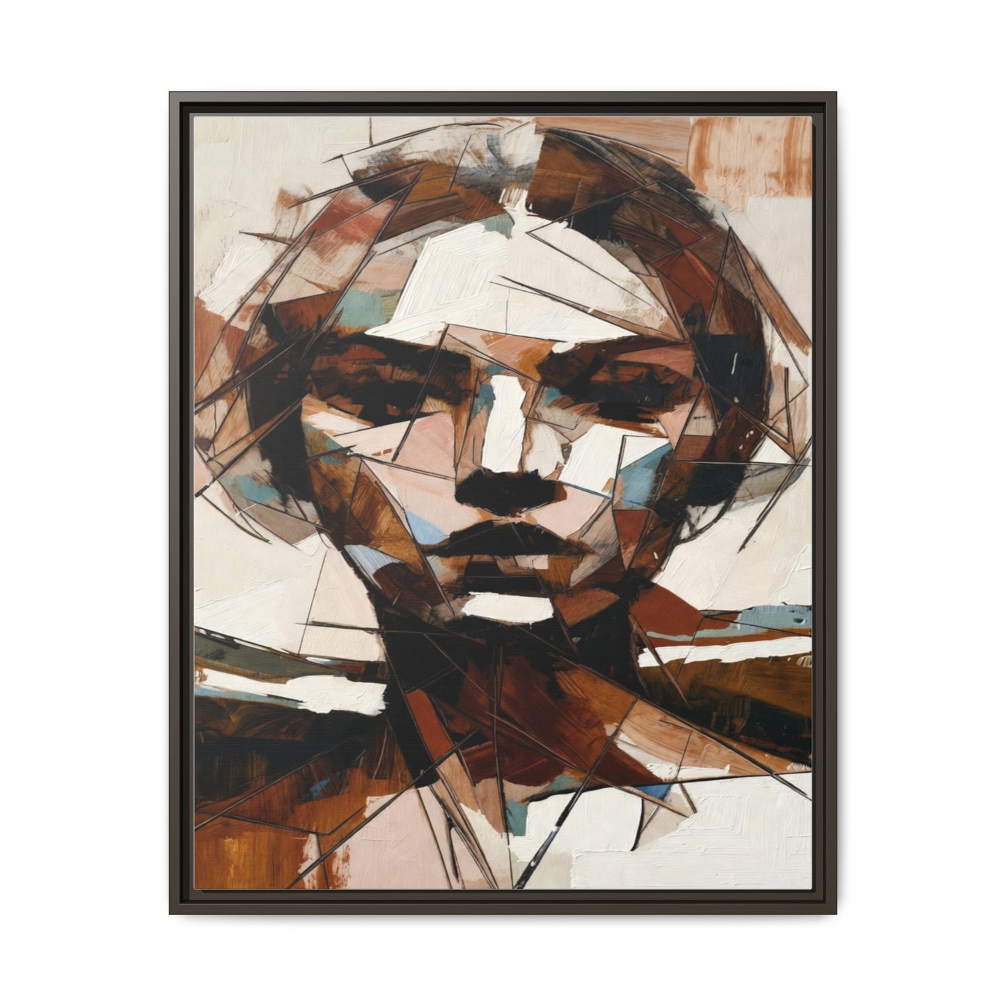 Abstract Woman Portrait Matte Canvas Framed — Geometric Multi-Color Wall Art
