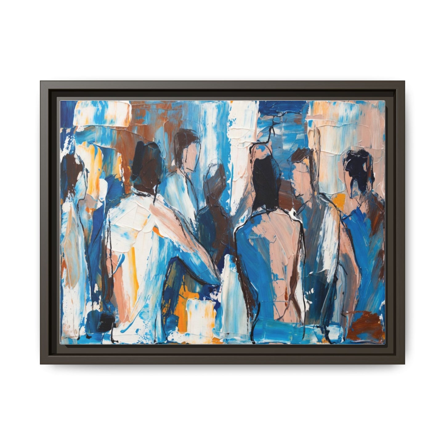 Abstract Coastal Figures Matte Canvas Framed Wall Art