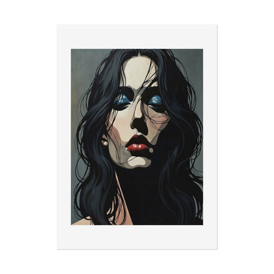Rolled Poster — Moody Portrait Art Print (Dark Femme, Blue Eyeshadow)