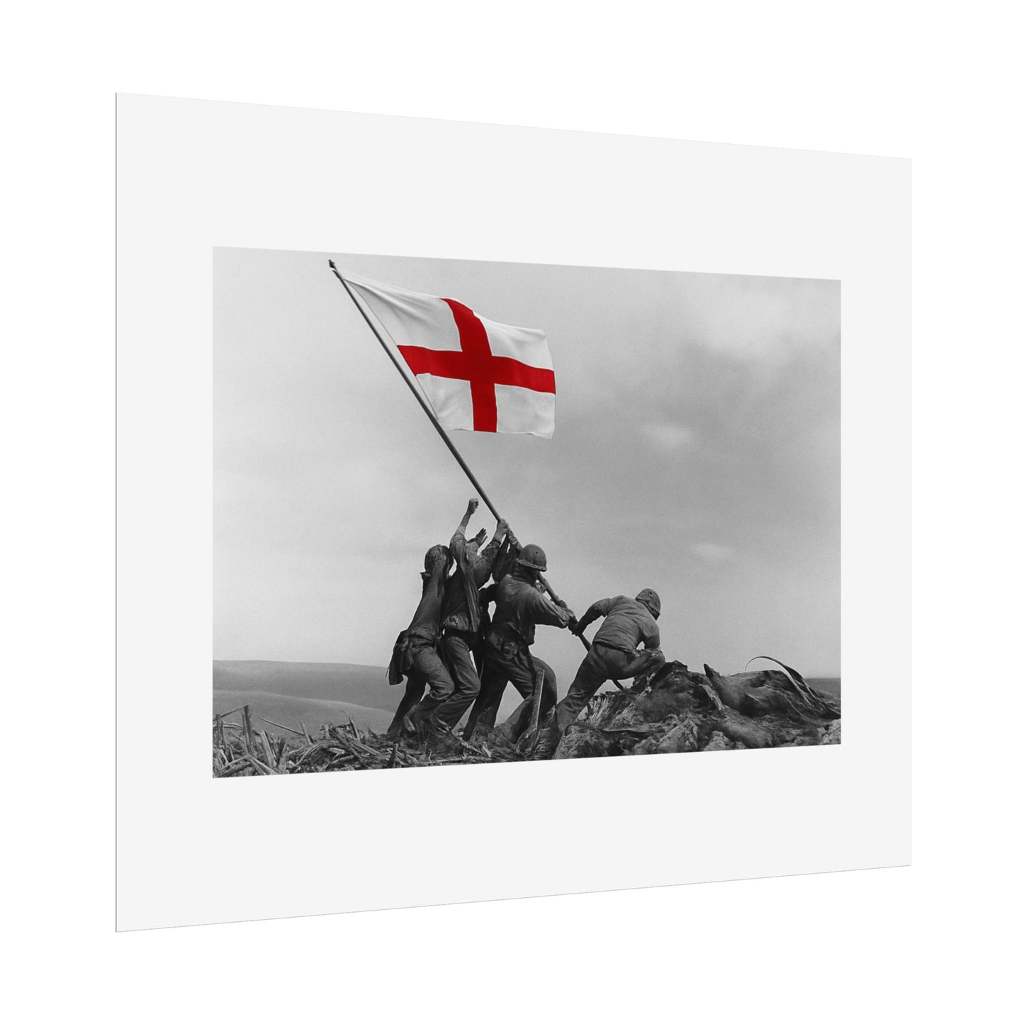 Raising the St George  by Unknown attributed to Joe Rosenthal Wall Art Print