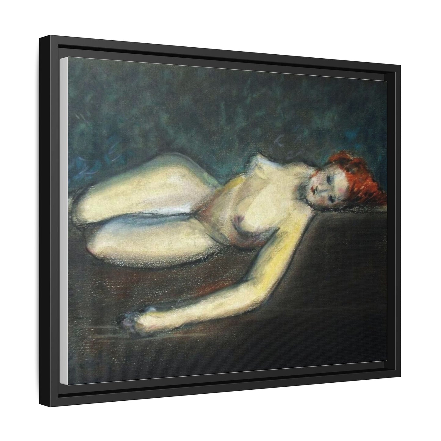 Lying nude by Paul Gosselin Framed Matte Canvas Wall Art Print