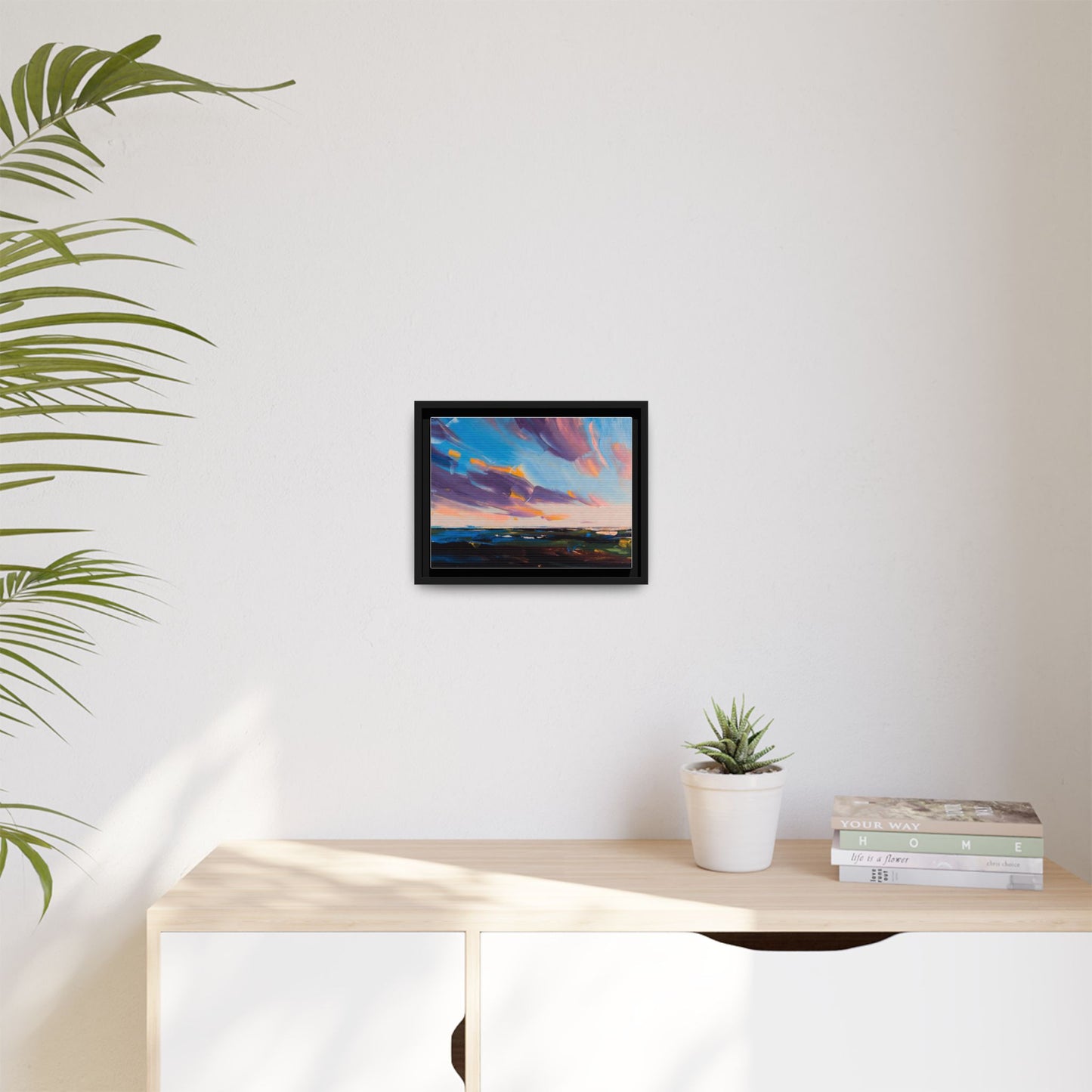 Framed Matte Canvas Abstract Seascape Sunset Art Print