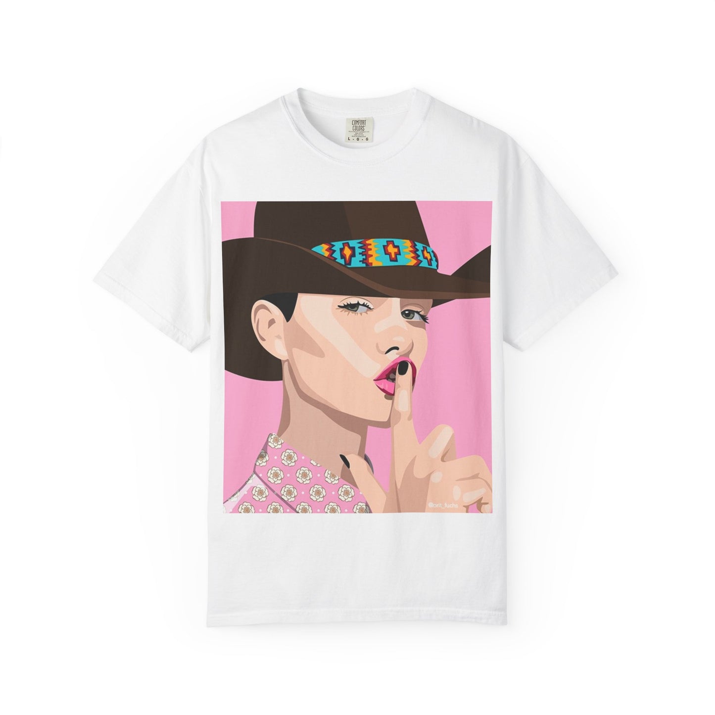 Cowgirl Pop Art T-Shirt — Pink 'Shh' Graphic Tee