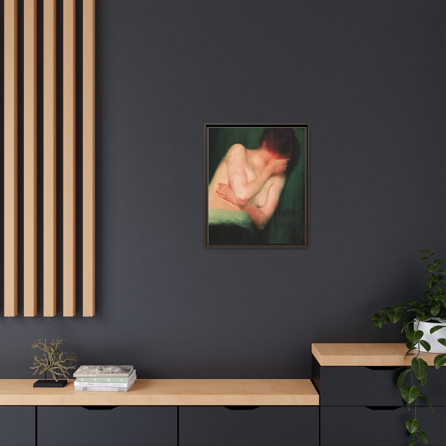 Female Nude by János Vaszary Framed Matte Canvas Wall Art Print