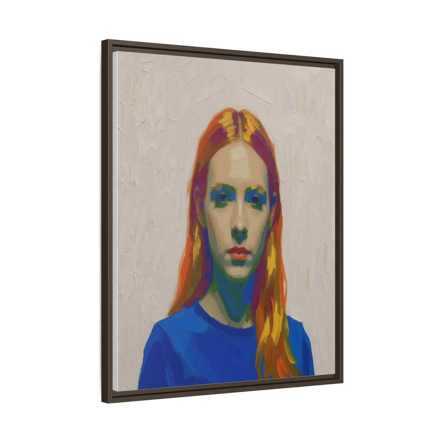 Framed Matte Canvas Portrait — Vibrant Multi‑Color Girl Art Print
