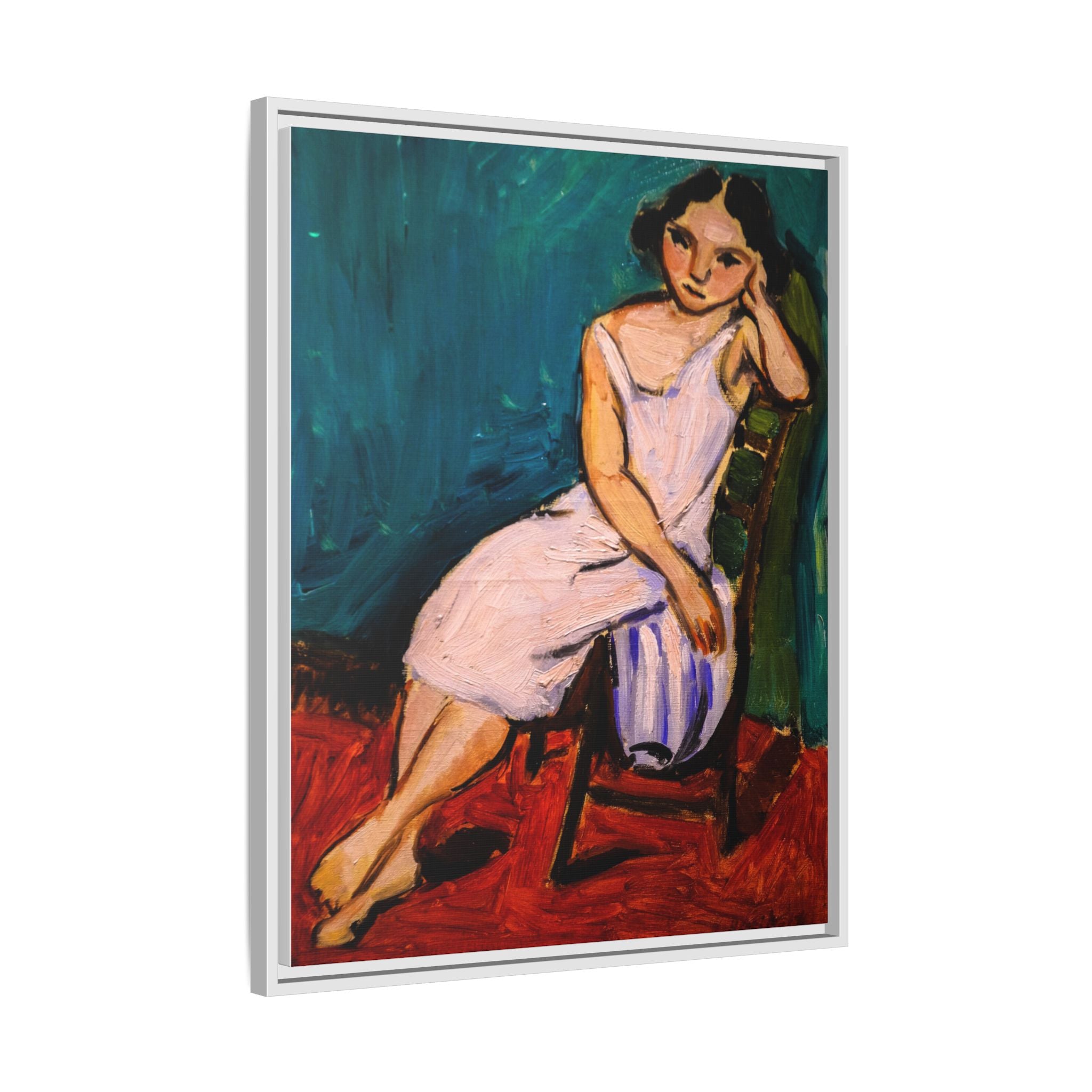Jeune Fille assise by Henri Matisse Framed Matte Canvas Wall Art
