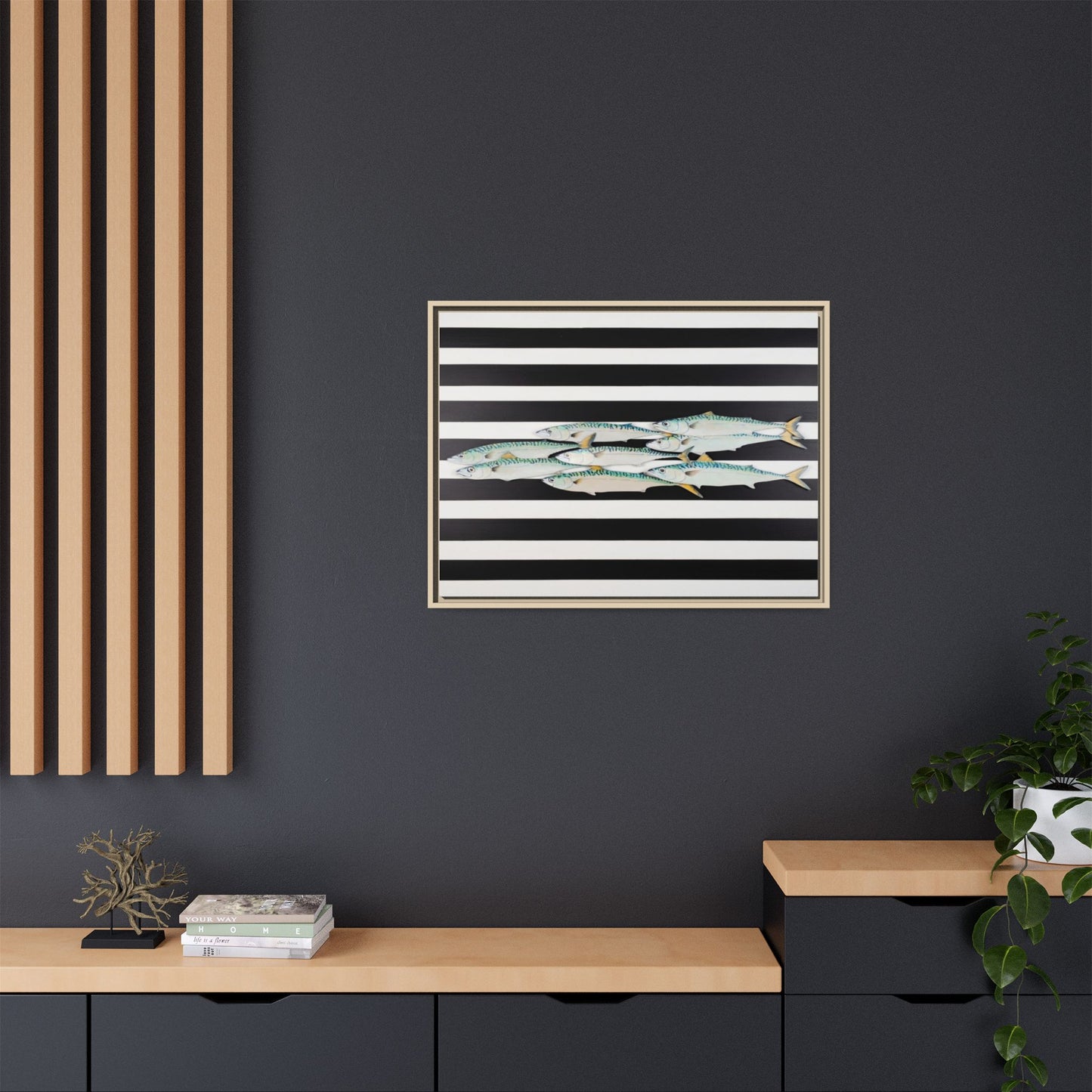 Striped Mackerel Canvas Print — Framed Matte Fish Wall Art