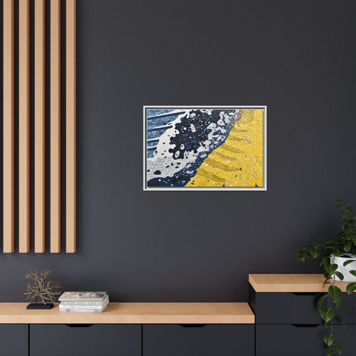 Framed Abstract Ocean & Sand Matte Canvas Print