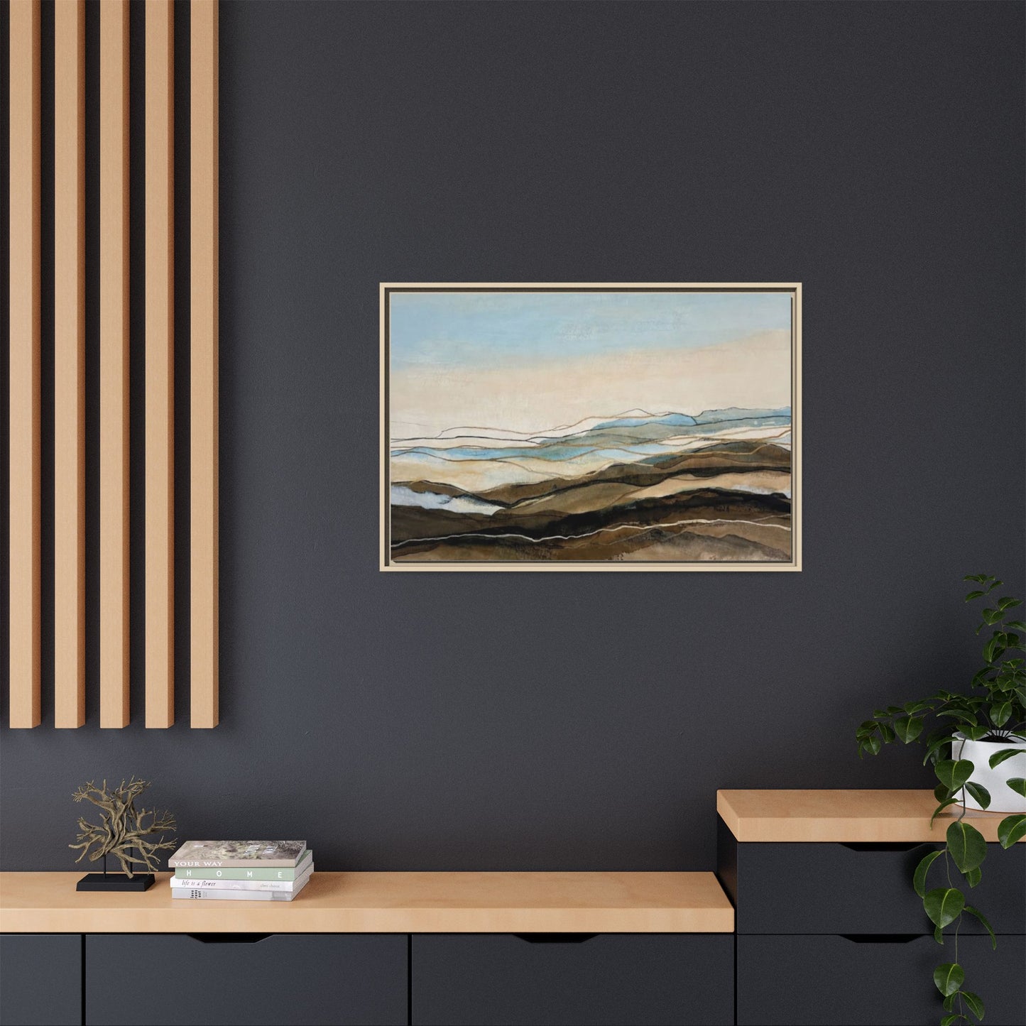 Framed Matte Canvas Print — Abstract Coastal Landscape Wall Art
