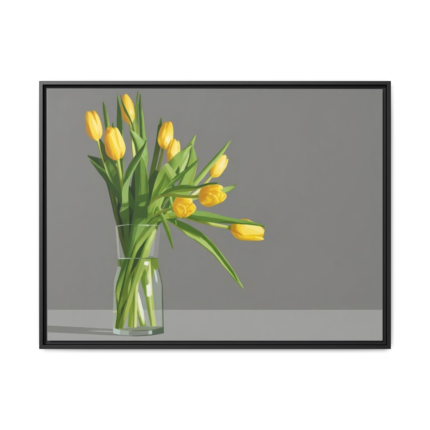 Framed Matte Canvas Art — Yellow Tulip Vase Wall Print