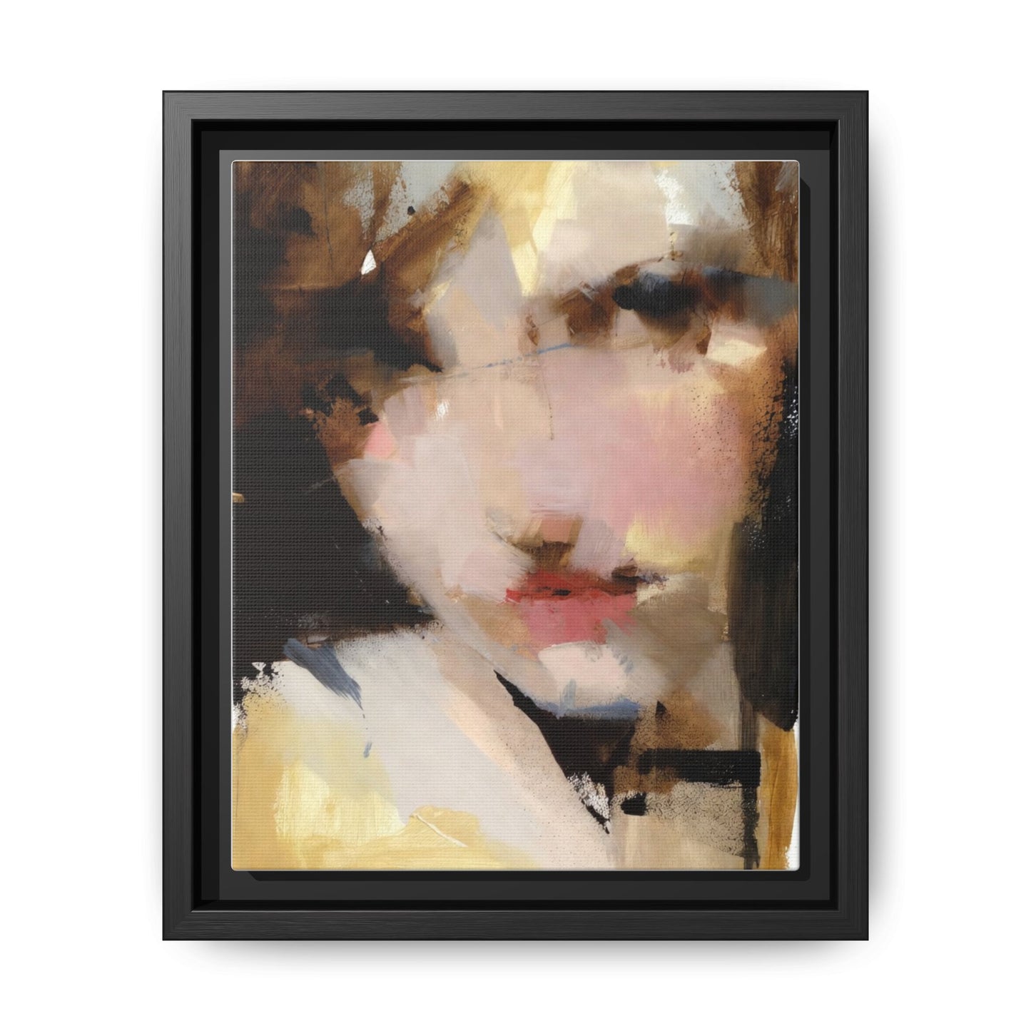 Abstract Portrait Matte Canvas Framed Print — Modern Feminine Wall Art
