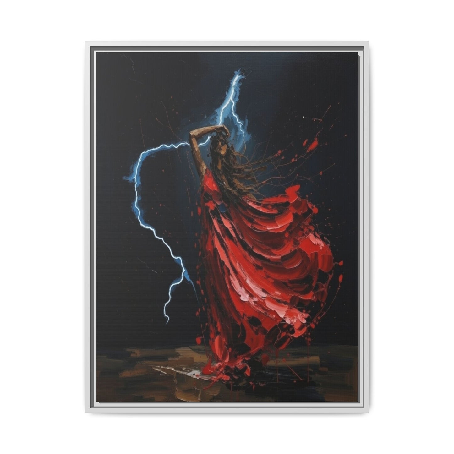 Framed Matte Canvas Print — Red Dancer Lightning Art