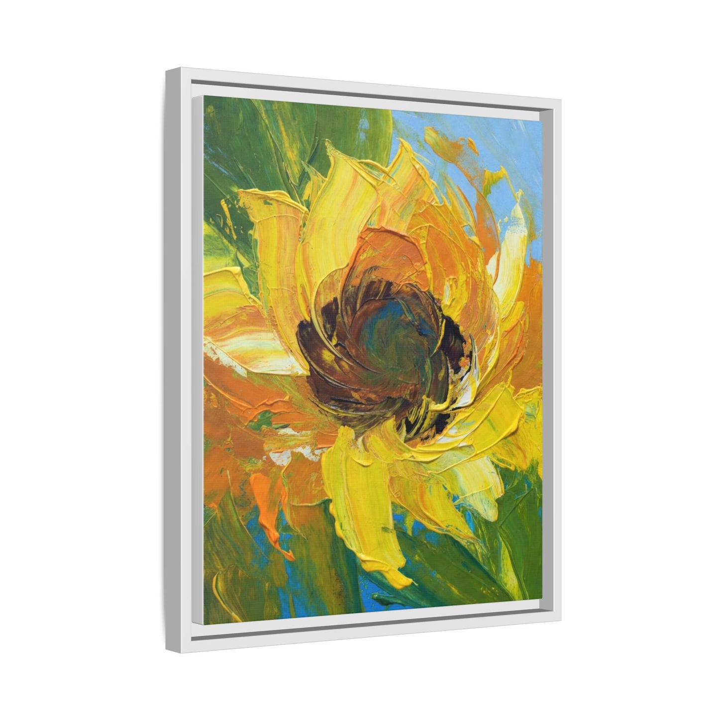 Framed Sunflower Abstract Matte Canvas Print