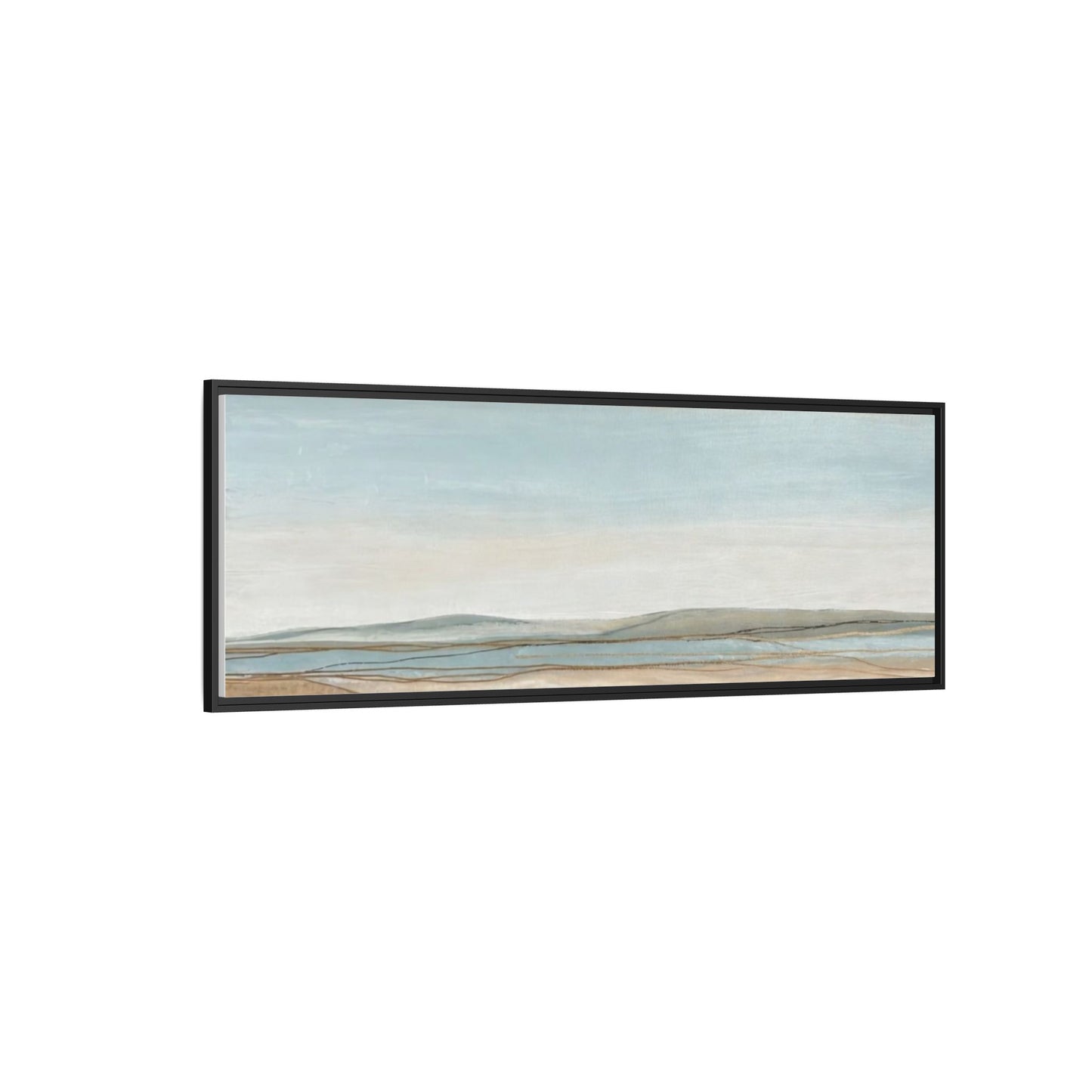 Framed Abstract Landscape Matte Canvas — Serene Coastal Horizon Wall Art