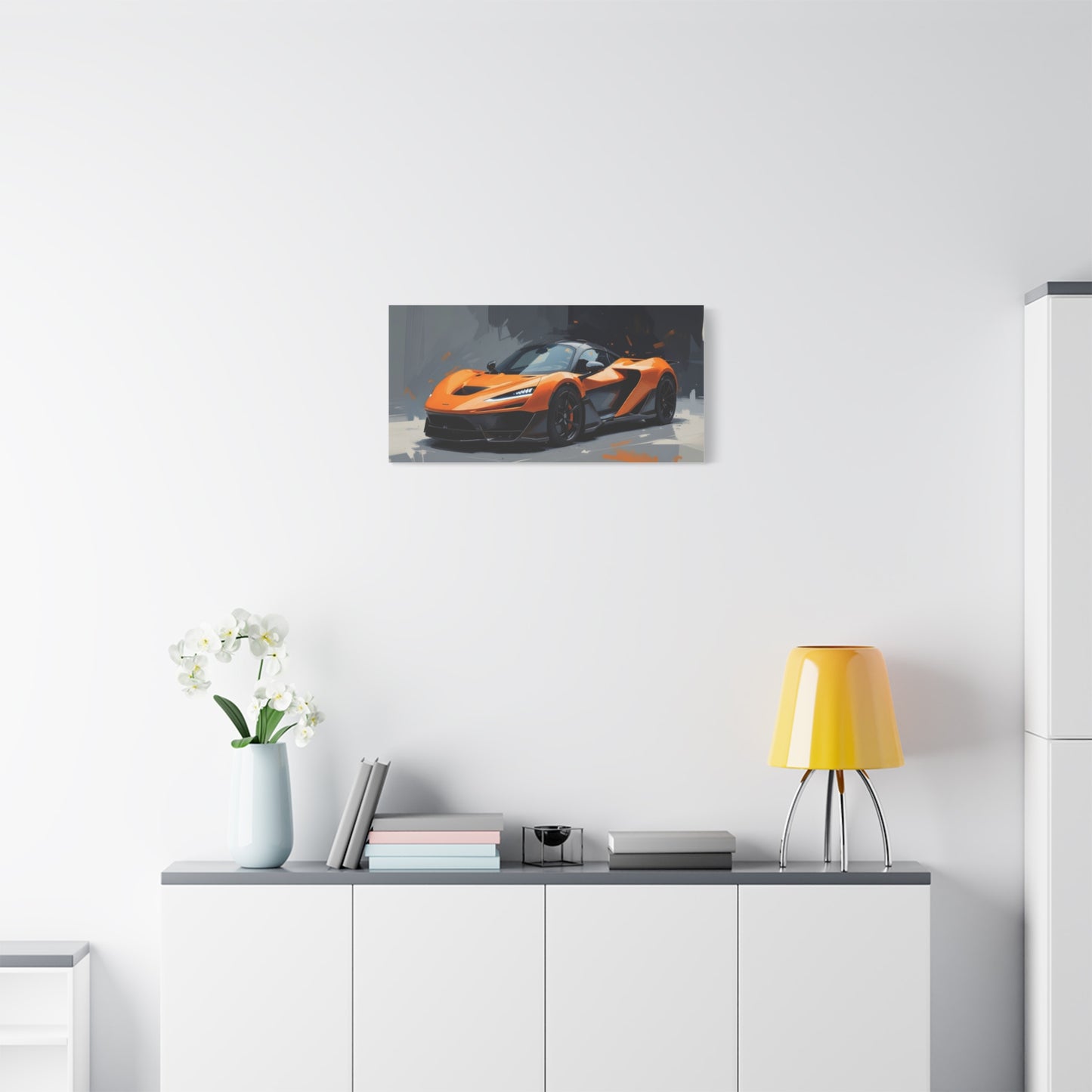 Orange Supercar Matte Canvas Wall Art – Stretched 1.25" Sports Car Print