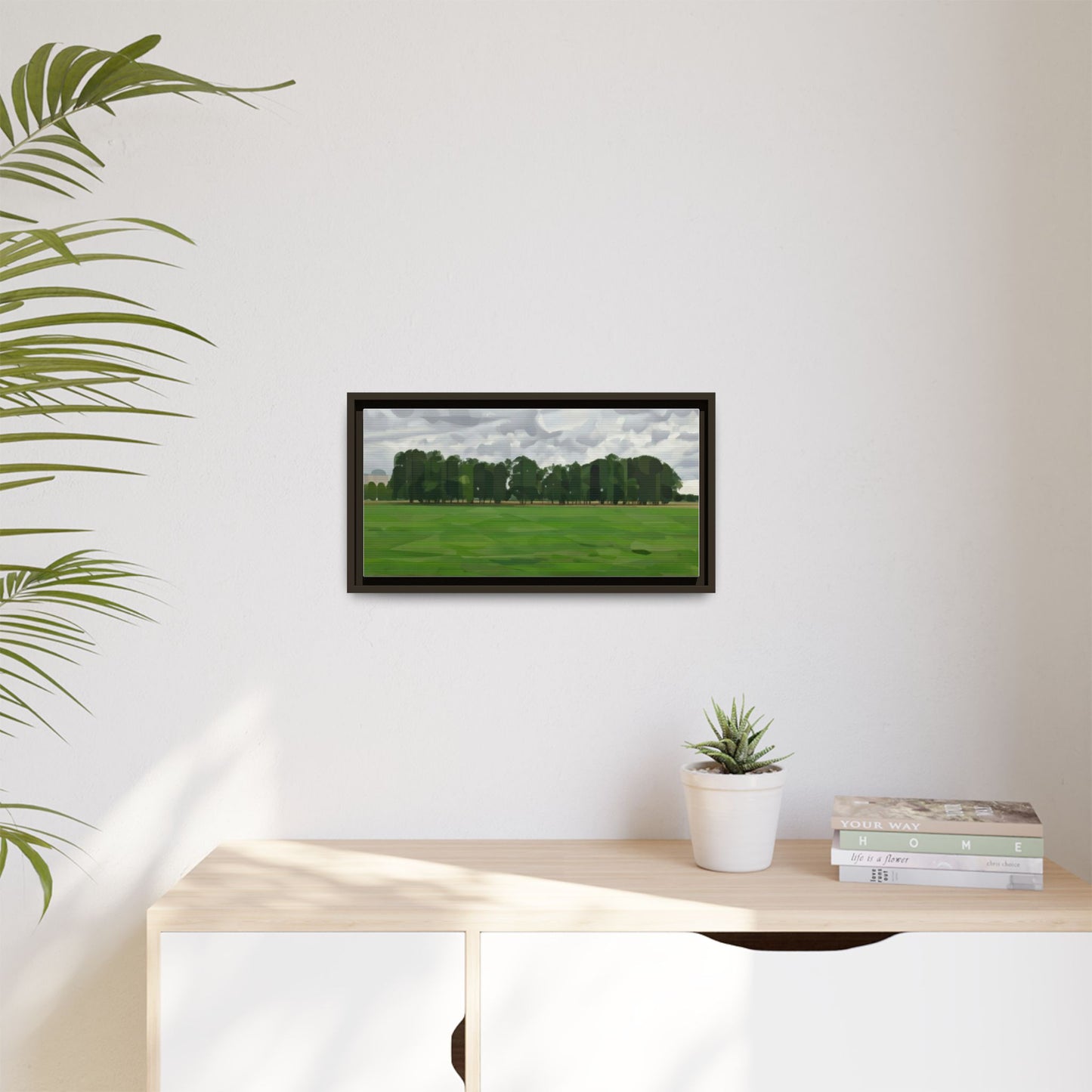 Framed Matte Canvas Print — Minimalist Green Landscape Art