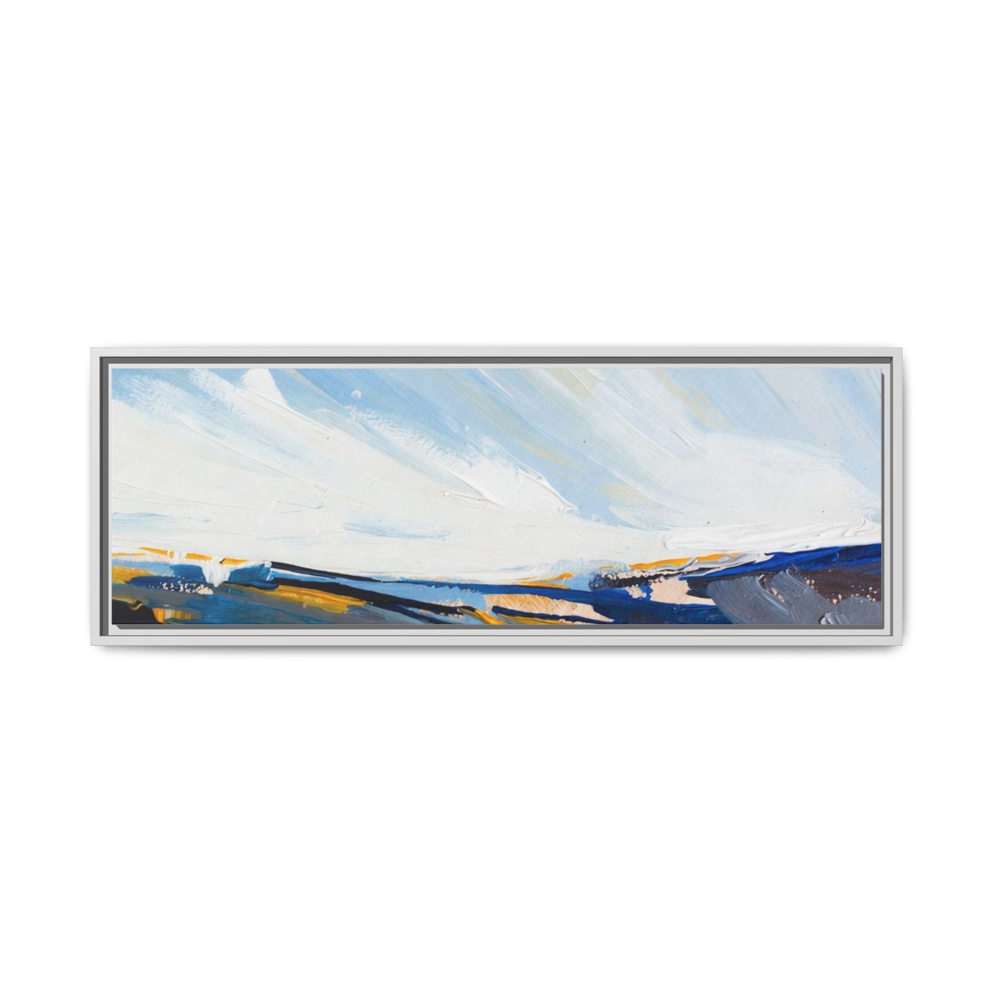 Framed Abstract Seascape Canvas Print — Matte Multi‑Color Wall Art