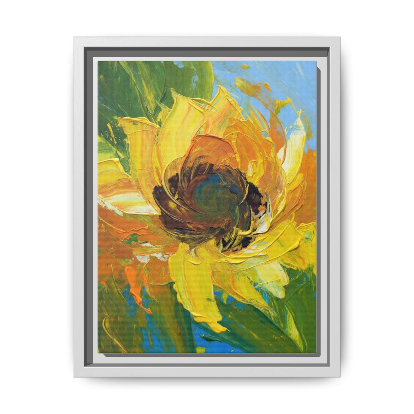 Framed Sunflower Abstract Matte Canvas Print
