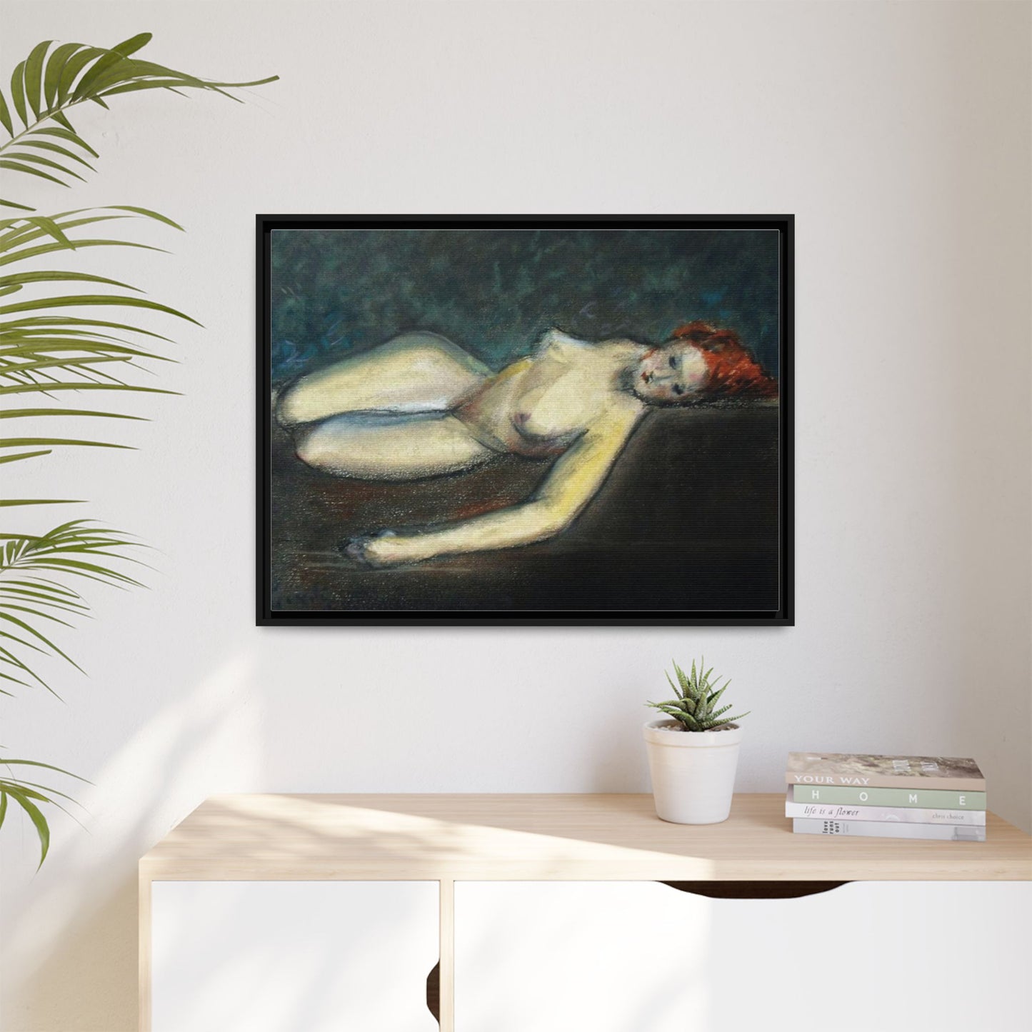 Lying nude by Paul Gosselin Framed Matte Canvas Wall Art Print