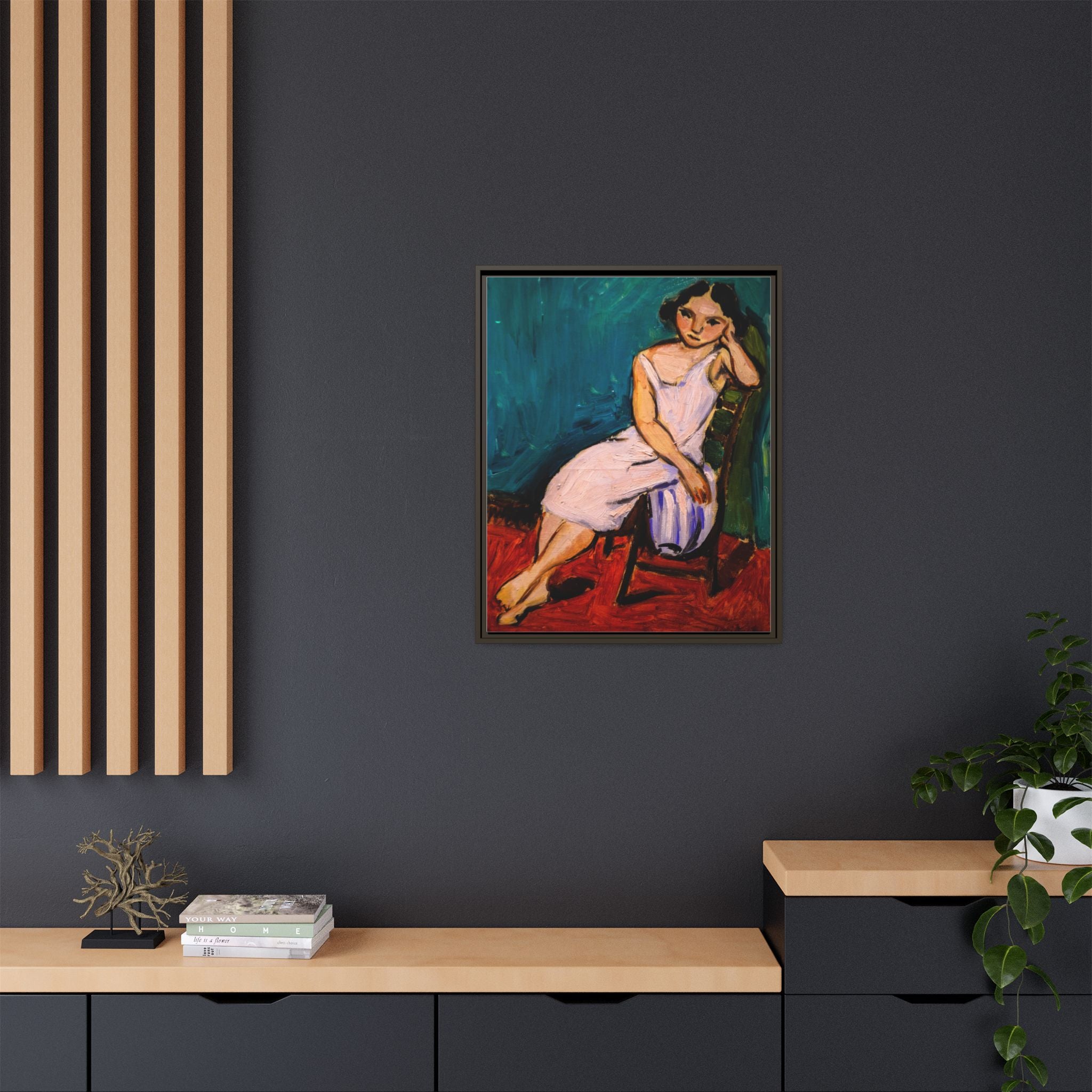 Jeune Fille assise by Henri Matisse Framed Matte Canvas Wall Art