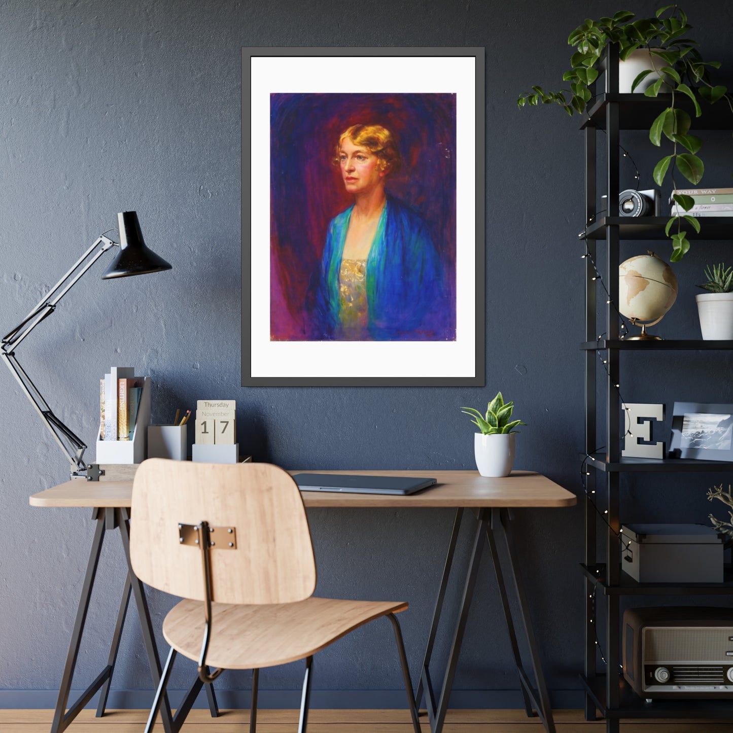 Framed Portrait Poster — Vintage Woman Oil-Style Art Print
