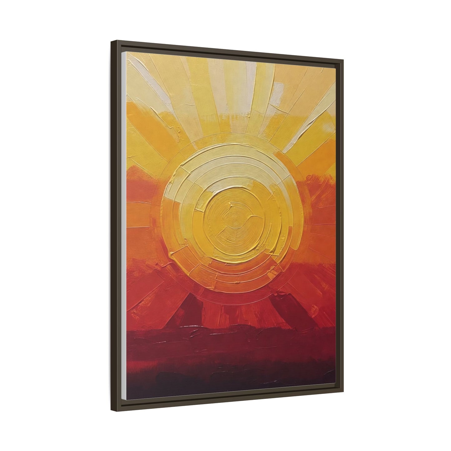 Sunburst Abstract Framed Canvas Art — Matte Multi‑Color Wall Print