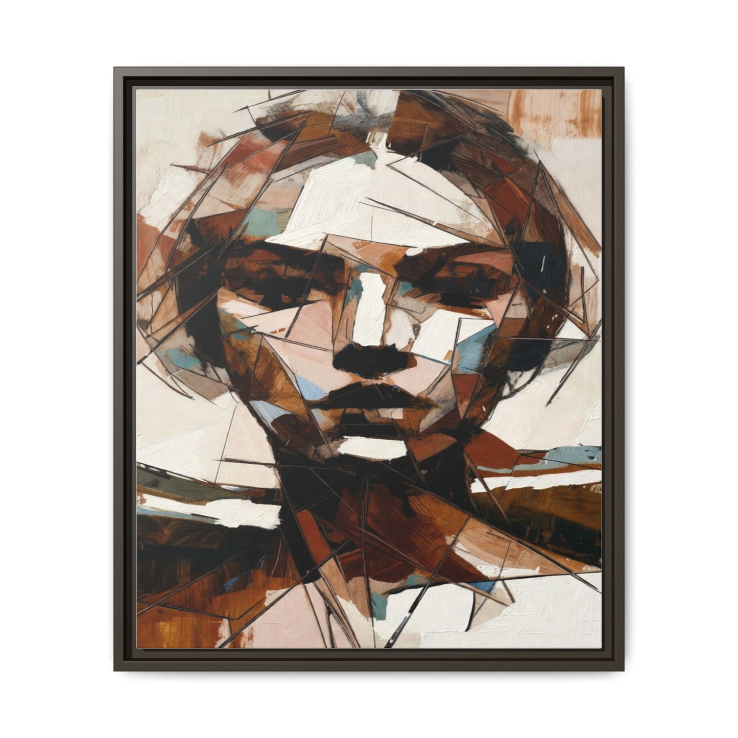 Abstract Woman Portrait Matte Canvas Framed — Geometric Multi-Color Wall Art