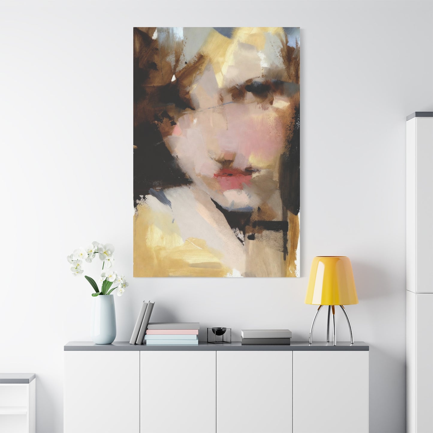 Abstract Portrait Matte Canvas Print — Modern Feminine Wall Art