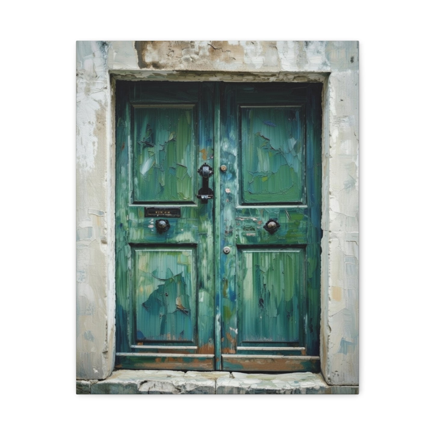 Vintage Green Door Matte Canvas Wall Art — Stretched 1.25"