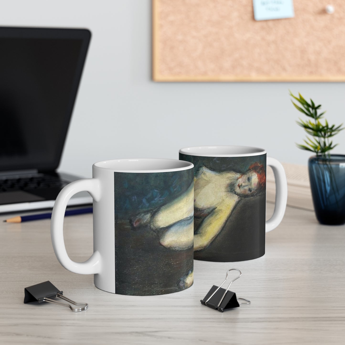 Artistic Nude Figure Coffee Mug — Abstract Reclining Female Painting