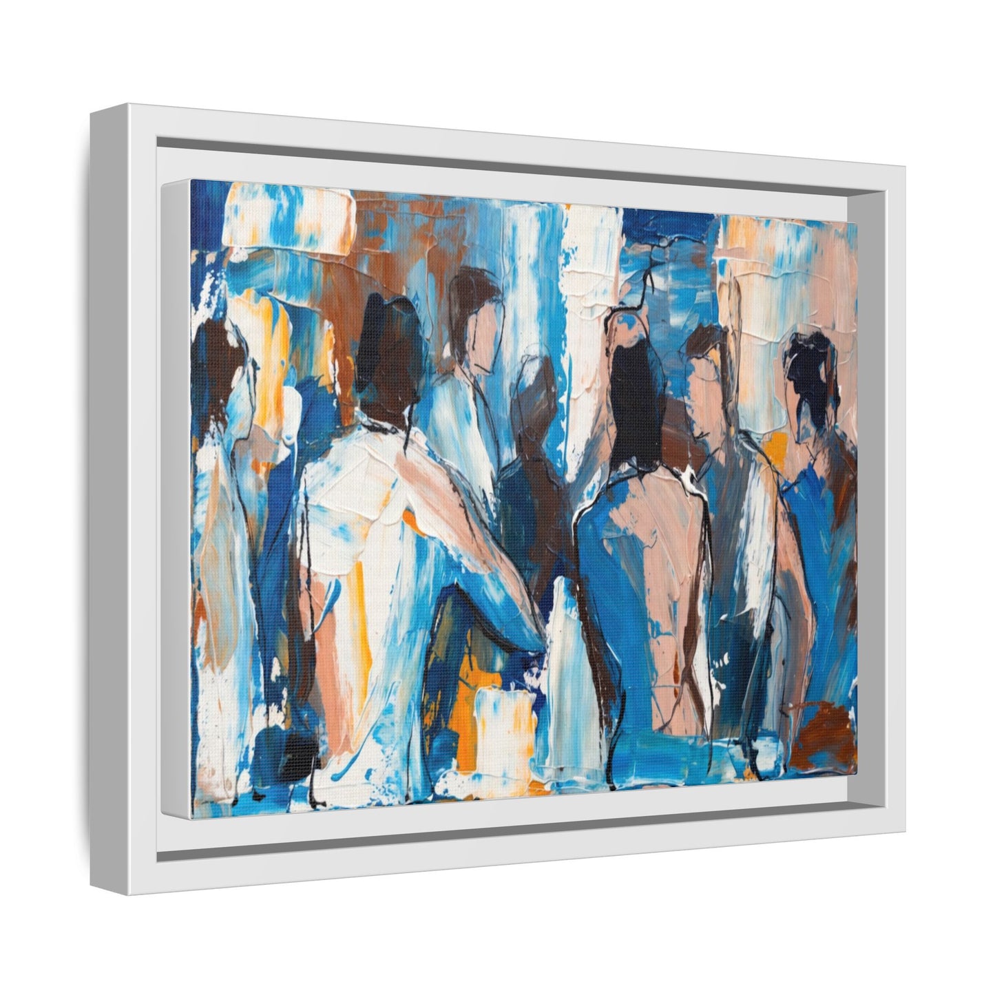 Abstract Coastal Figures Matte Canvas Framed Wall Art