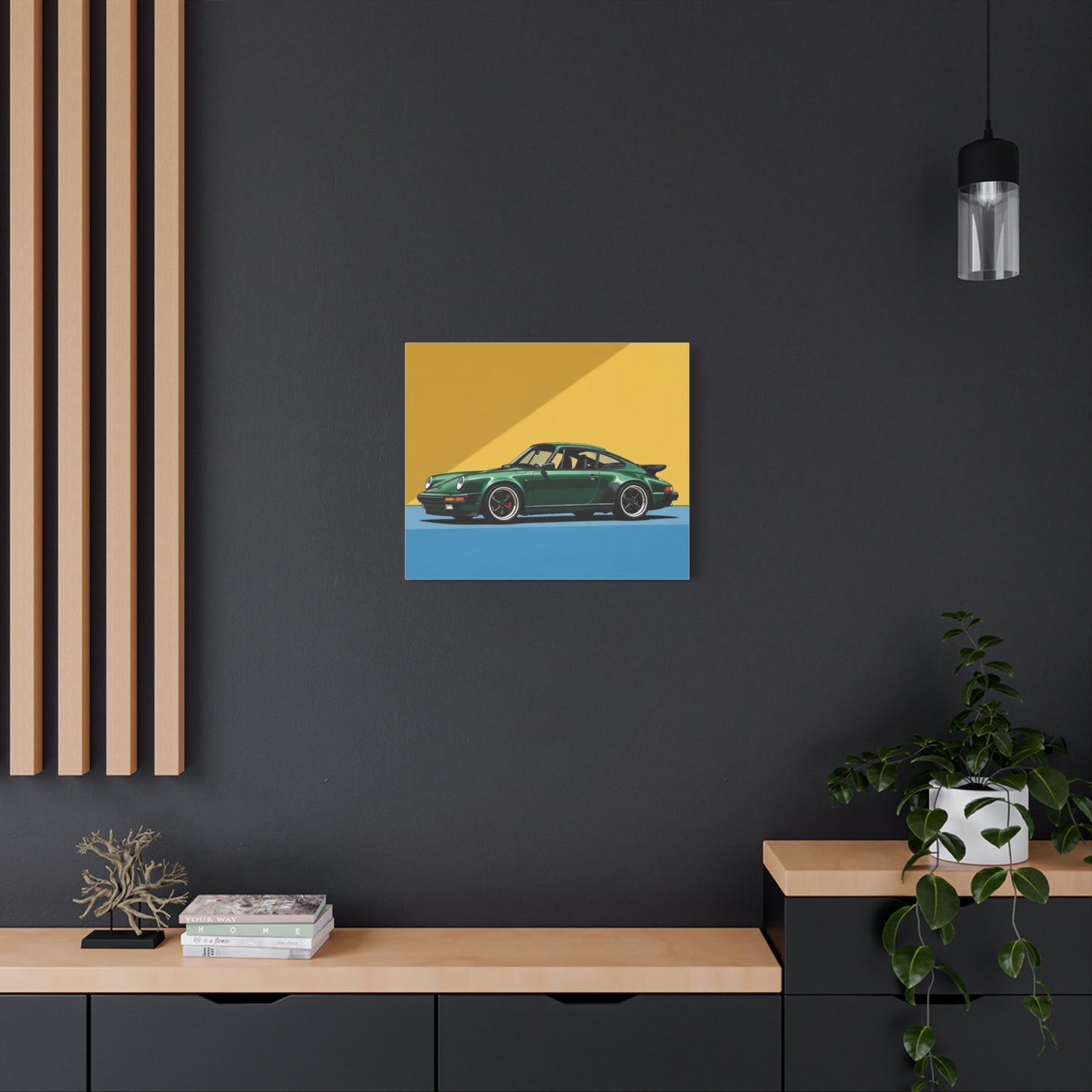 Vintage Green Porsche Art Print - Matte Stretched Canvas