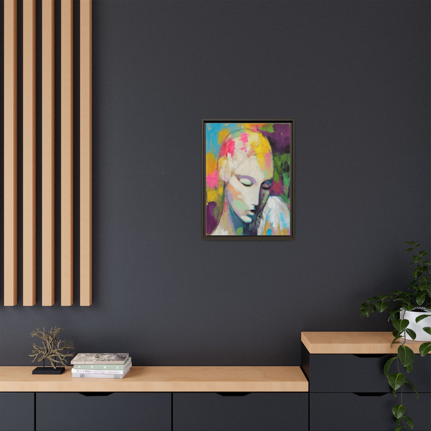 Framed Matte Canvas Art - Colorful Abstract Portrait