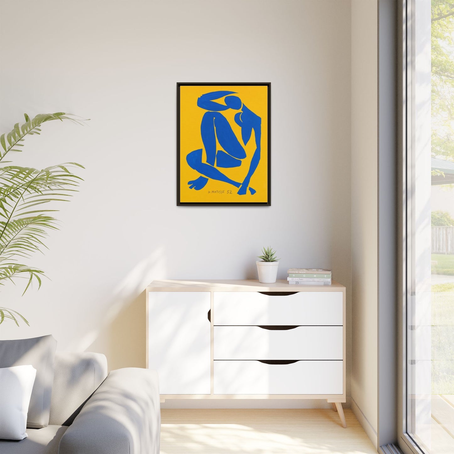 Abstract Blue Nude Matte Canvas Wall Art, Framed