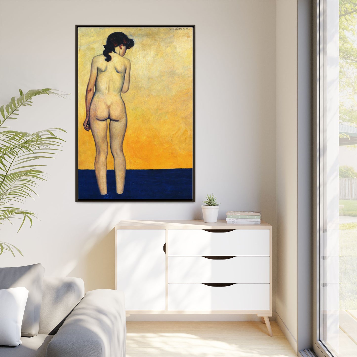 Adolescente entrant dans l'eau by Félix Vallotton Framed Matte Canvas Wall Art Print