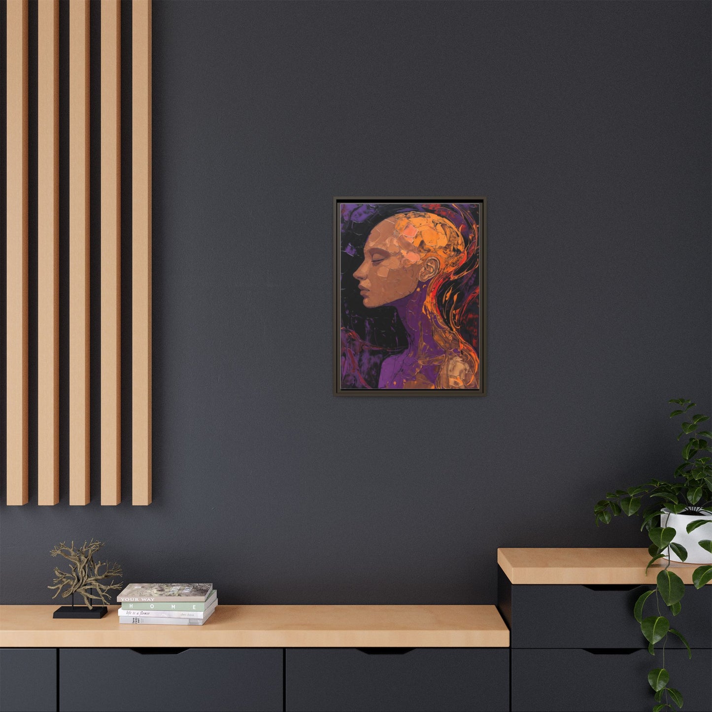 Abstract Profile Portrait Matte Framed Canvas — Multicolor Feminine Art Print
