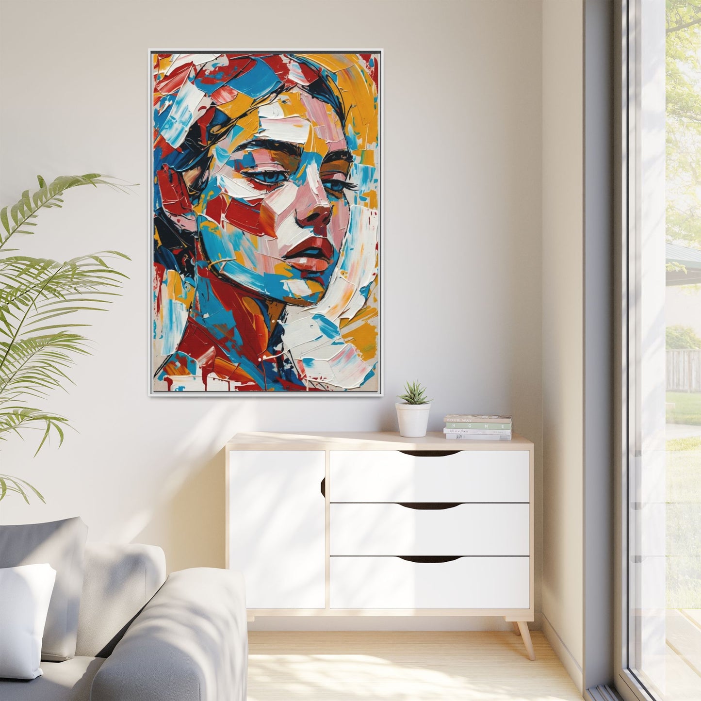 Colorful Abstract Portrait Framed Canvas Print