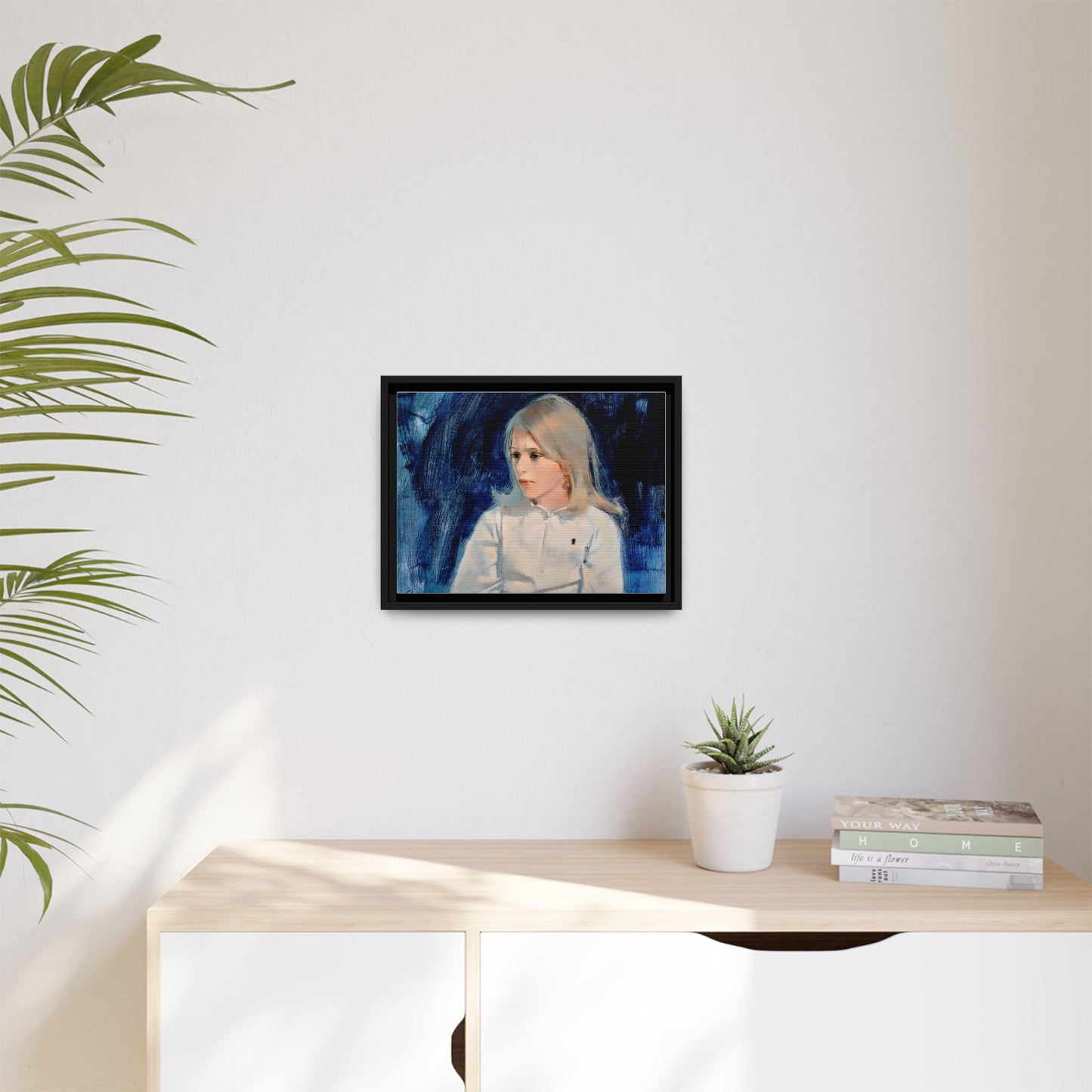 Painting of girl by Unknown Artist Framed Matte Canvas Classic Wall Art