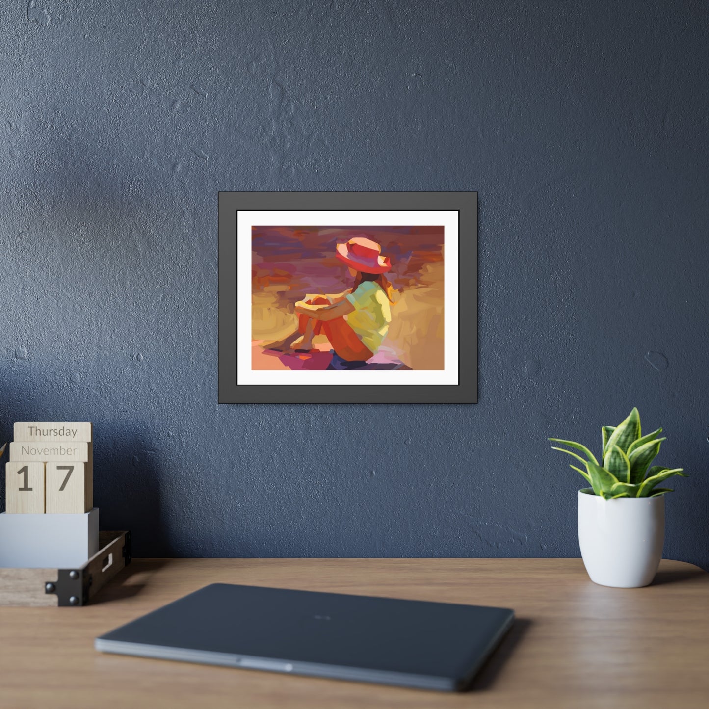 Framed Poster — Vibrant Coastal Girl Illustration, Summer Beach Wall Art