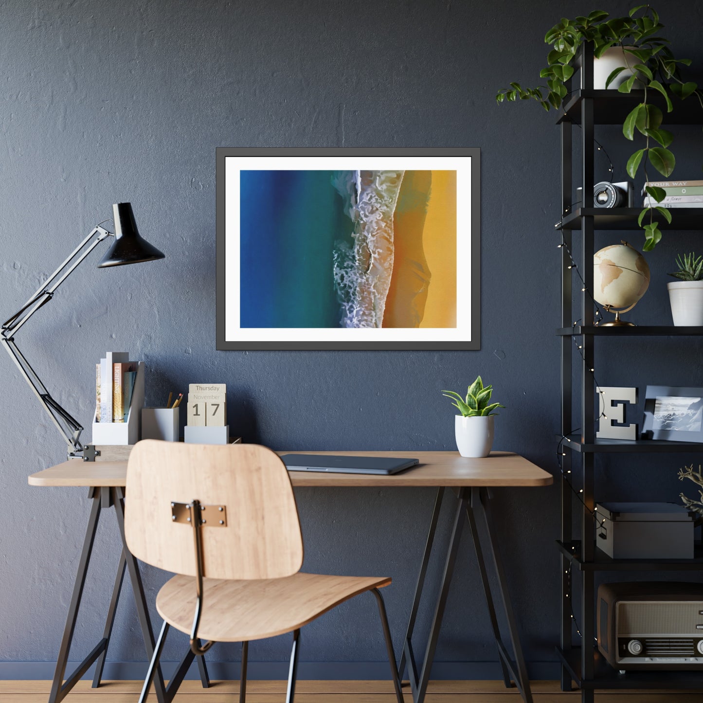 Coastal Waves Framed Poster — Beach Ocean Photography Wall Art