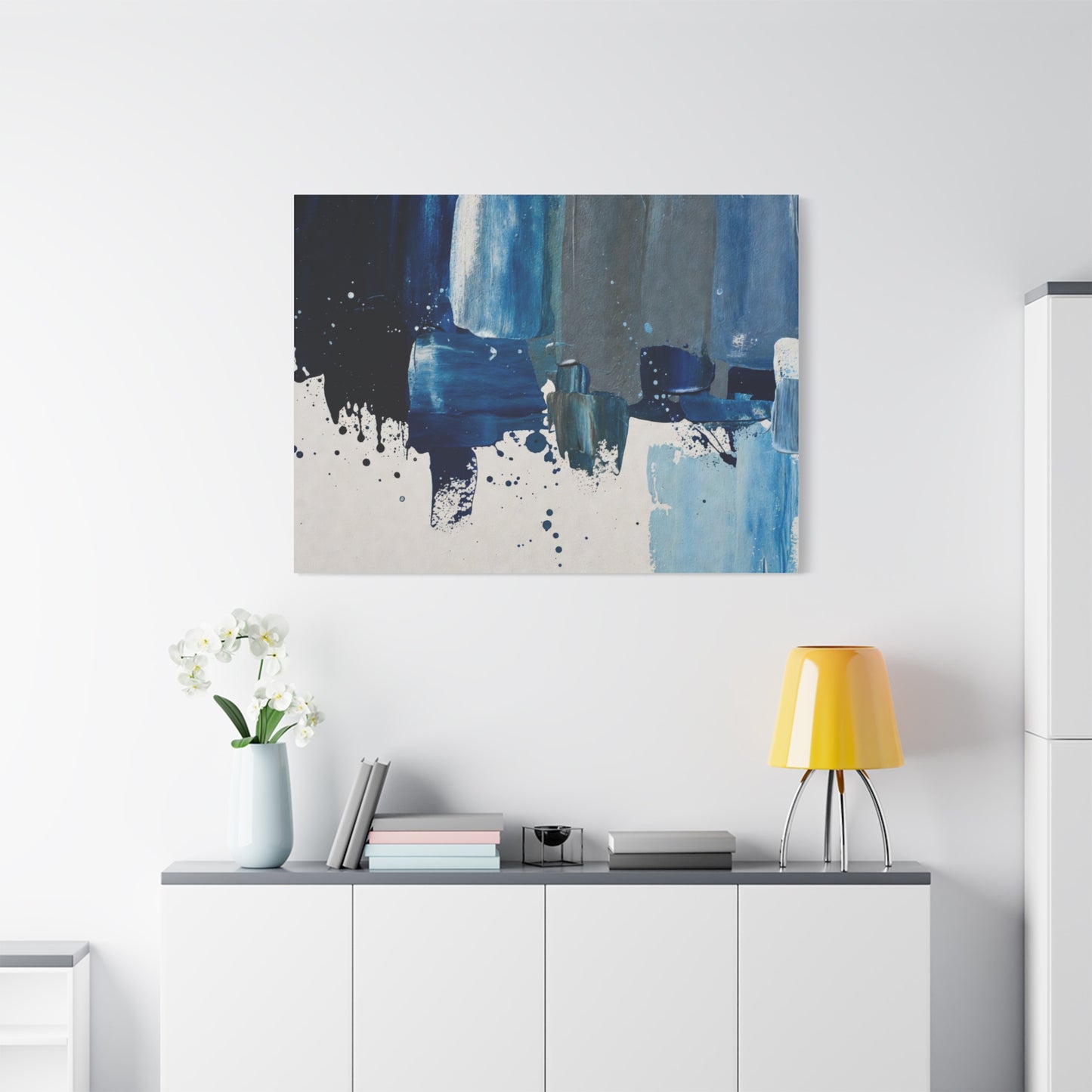 Blue Abstract Canvas Wall Art – Modern Matte Stretched Canvas