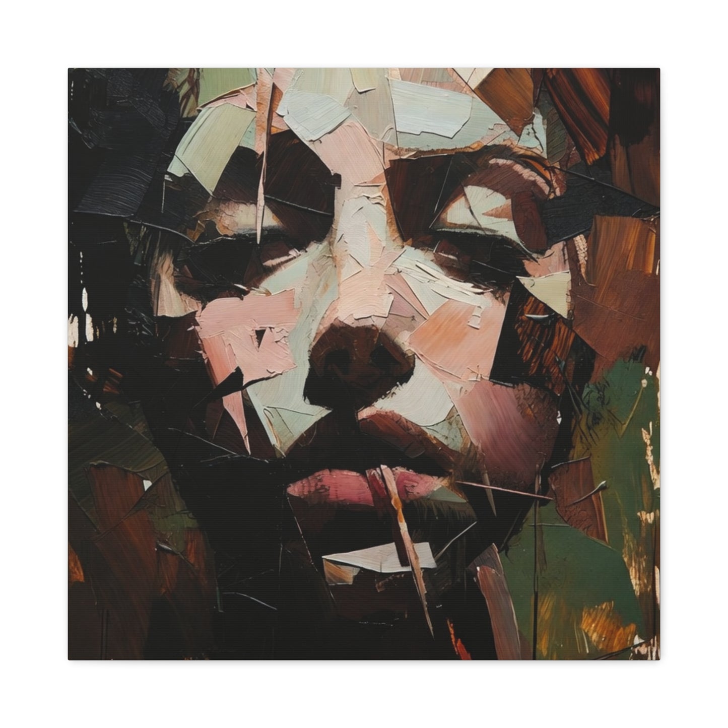 Abstract Portrait Matte Stretched Canvas (1.25") — Contemporary Textured Face Art