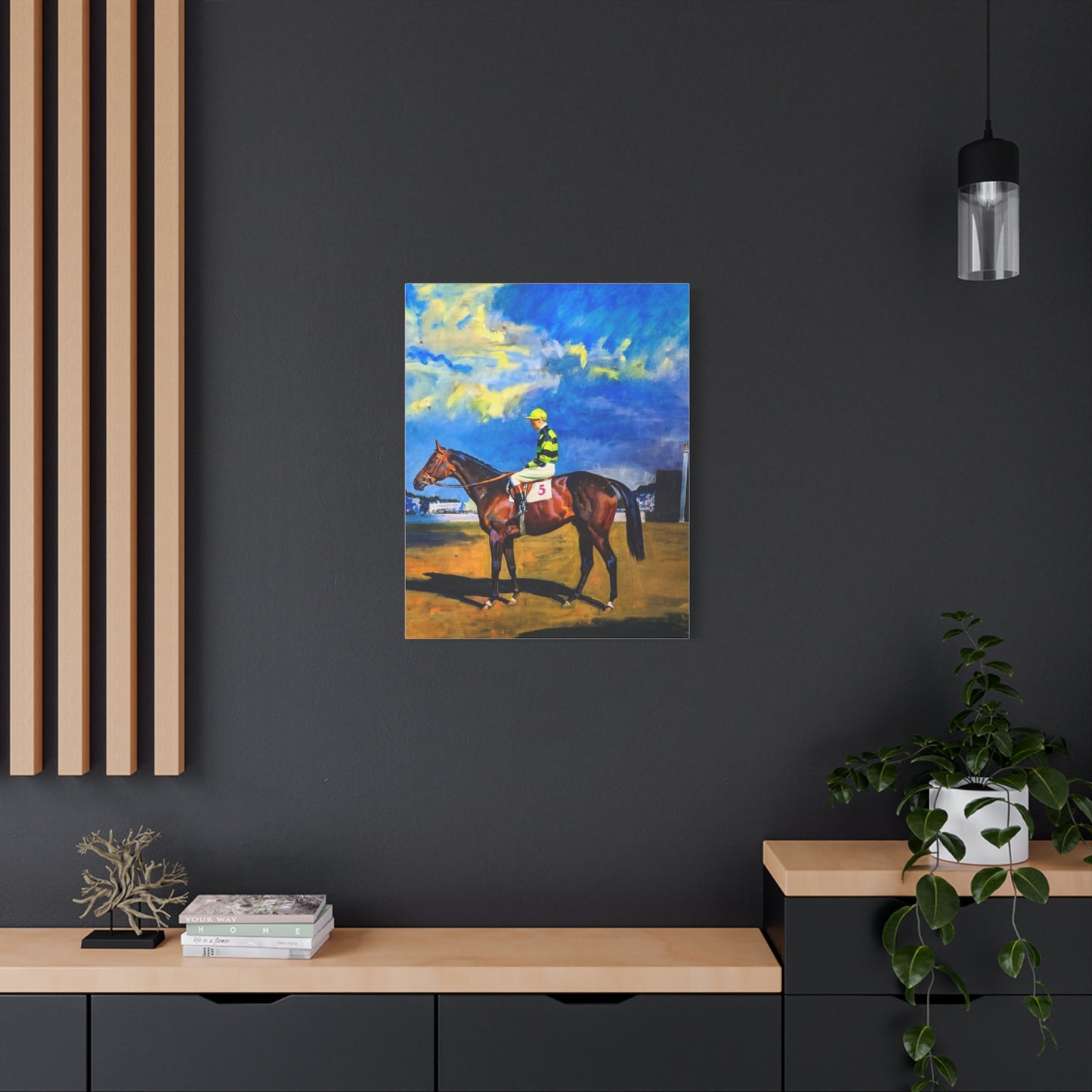 Horse Racing Jockey Canvas Print — Equestrian Art Matte Stretched Wall Decor