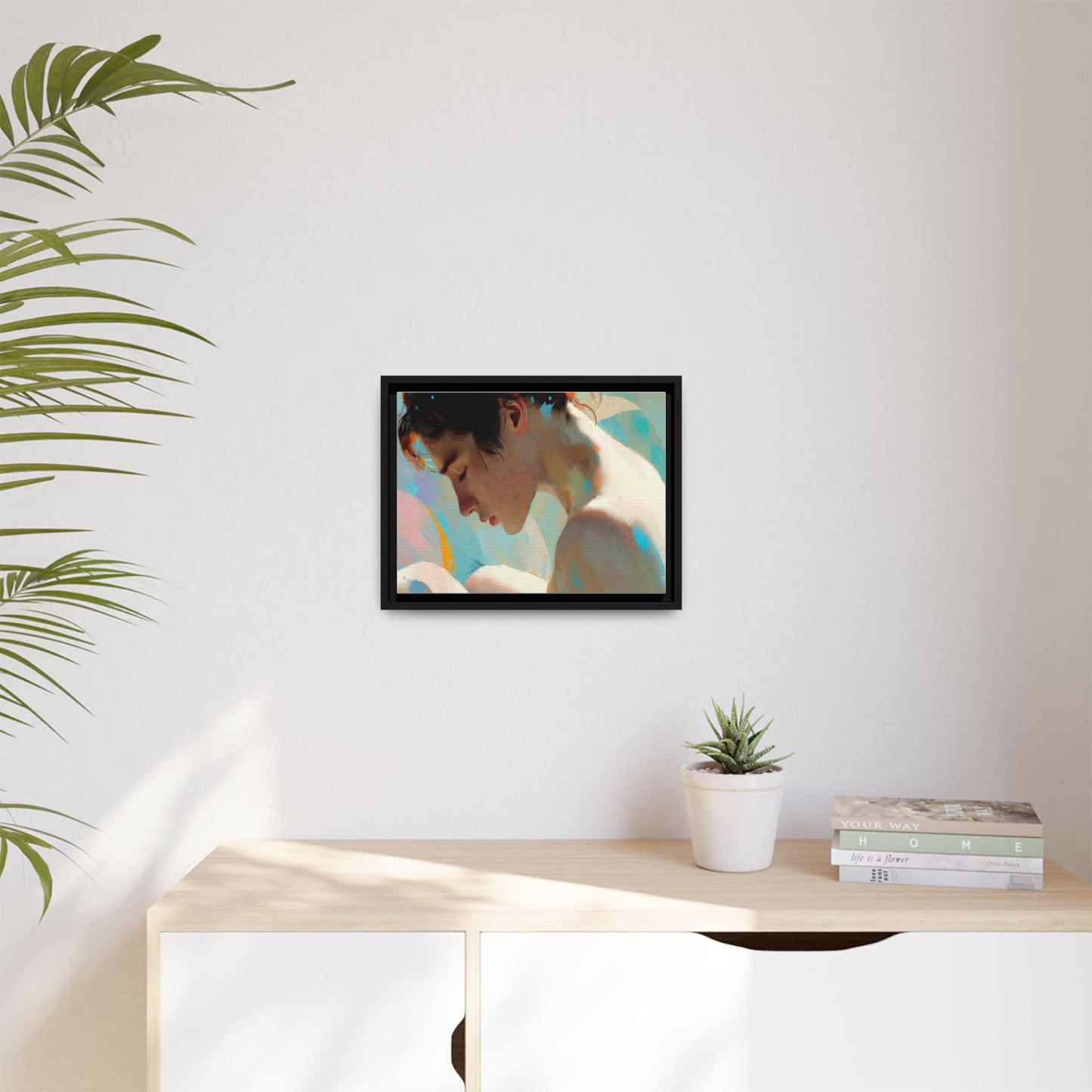 Framed Matte Canvas Print — Dreamy Portrait Art (Multi‑Color)
